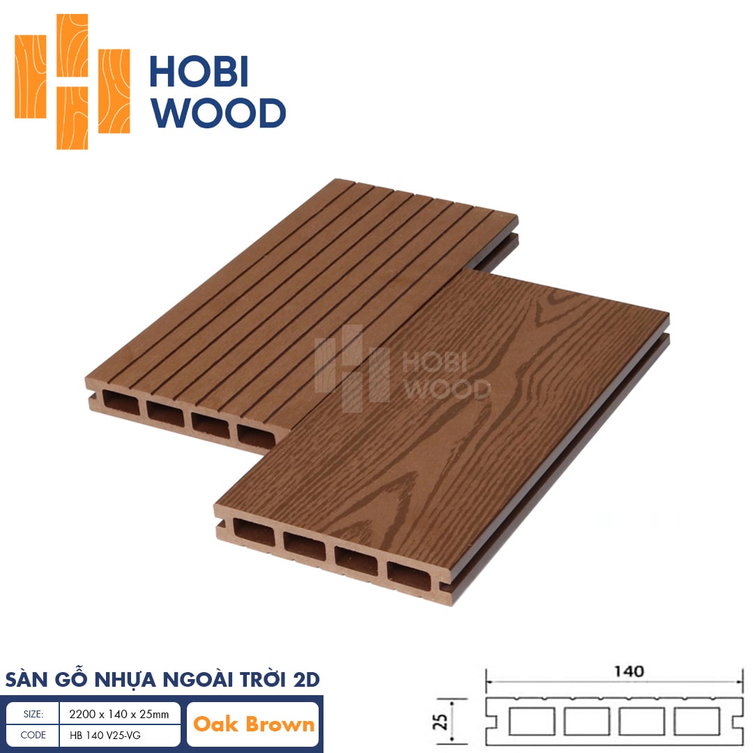 Sàn gỗ nhựa ngoài trời Hobiwood lỗ vuông