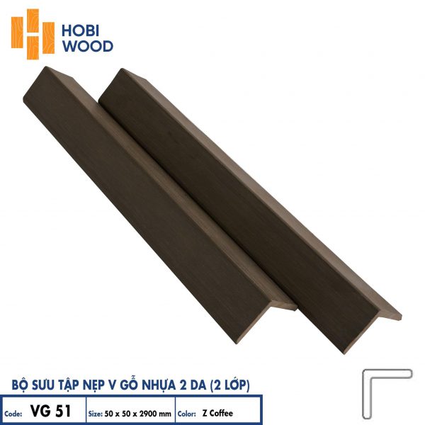 nẹp v gỗ nhựa 2 da - vg51