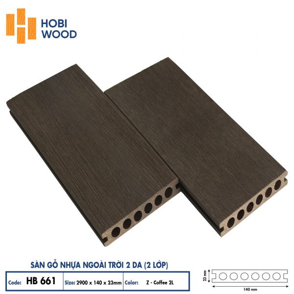 sàn gỗ nhựa ngoài trời 2DA - HB 661