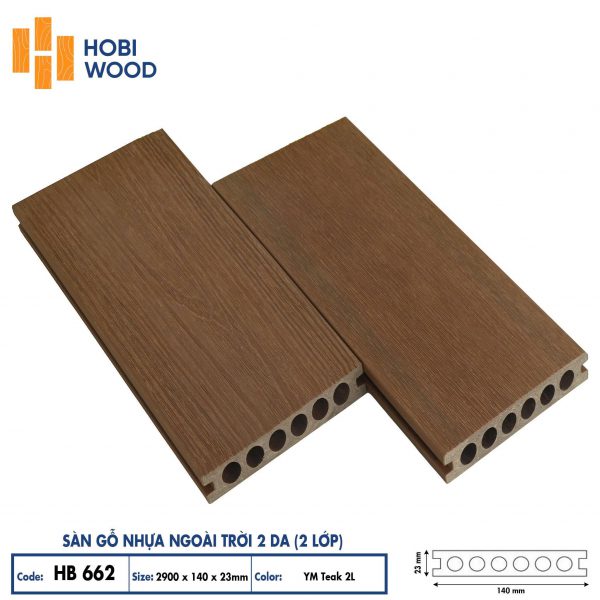 sàn gỗ nhựa ngoài trời 2DA - HB 662